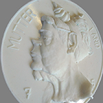 MUTTERLAND 75 (angle view) 2020 cold pour plastic 32.5cm dia 8cm deep